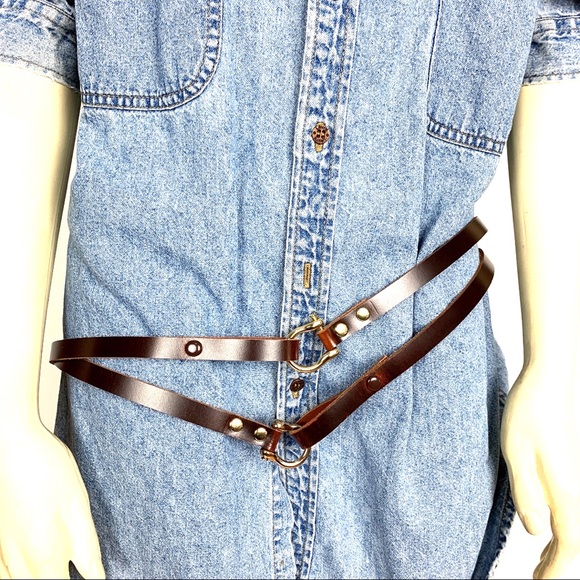 Brown and gray Leather belt - Picture 5 of 6